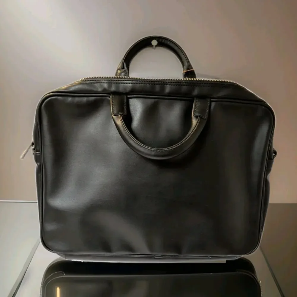 Paul Smith Black Leather Laptop Business Minamalist Bag NWT